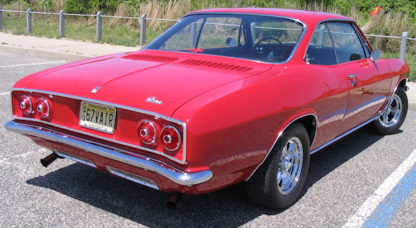 1967 Corvair Monza sport coupe rear 3/4 view